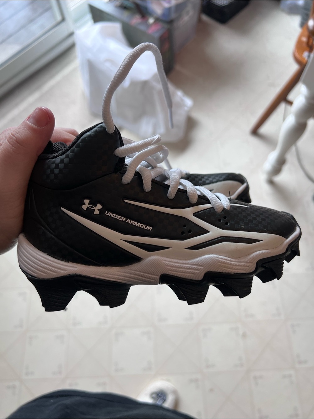 Under Armour Kids Black and White Baseball Cleats